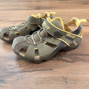 Teva Womens Sz 6 Deacon Mermaid Fisherman Sport Water Sandals Green Yellow
